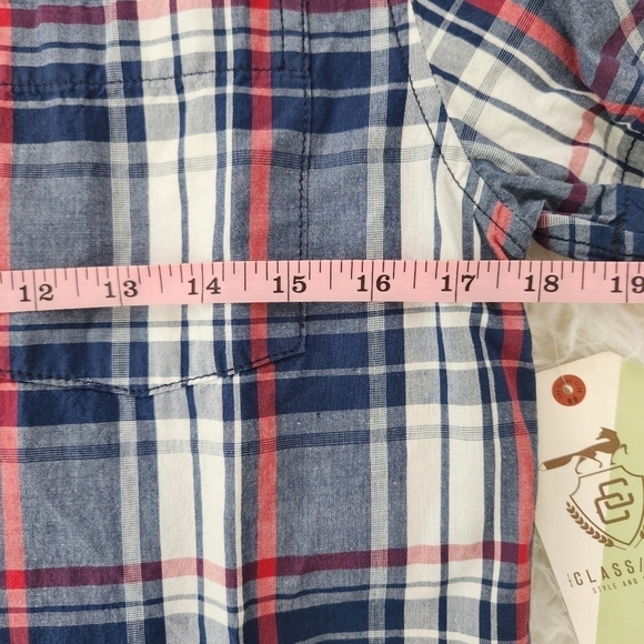 Class Club Boy's Short Sleeve Plad Button down shirt. Size 14/16. New. C1 - Picture 4 of 7